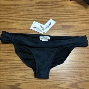 NWT Jessica Simpson Women's Swim Bikini Bottom Ribbed Solid Black Size XL